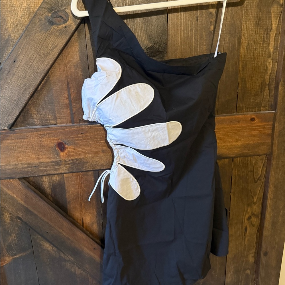 Lulus Black Dress with White Petal Design